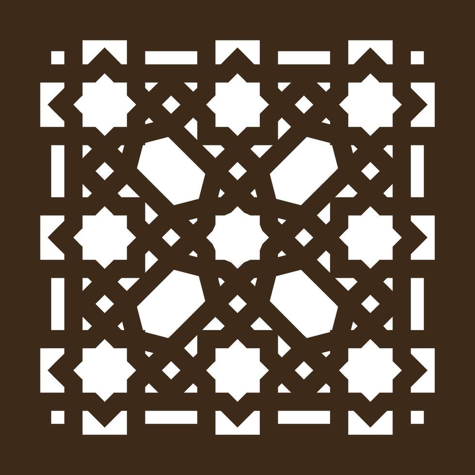 Arabic design grile background. Template for laser cutting. Cnc router. Decorative Islamic girih panel with oriental geometric middle eastern pattern vector