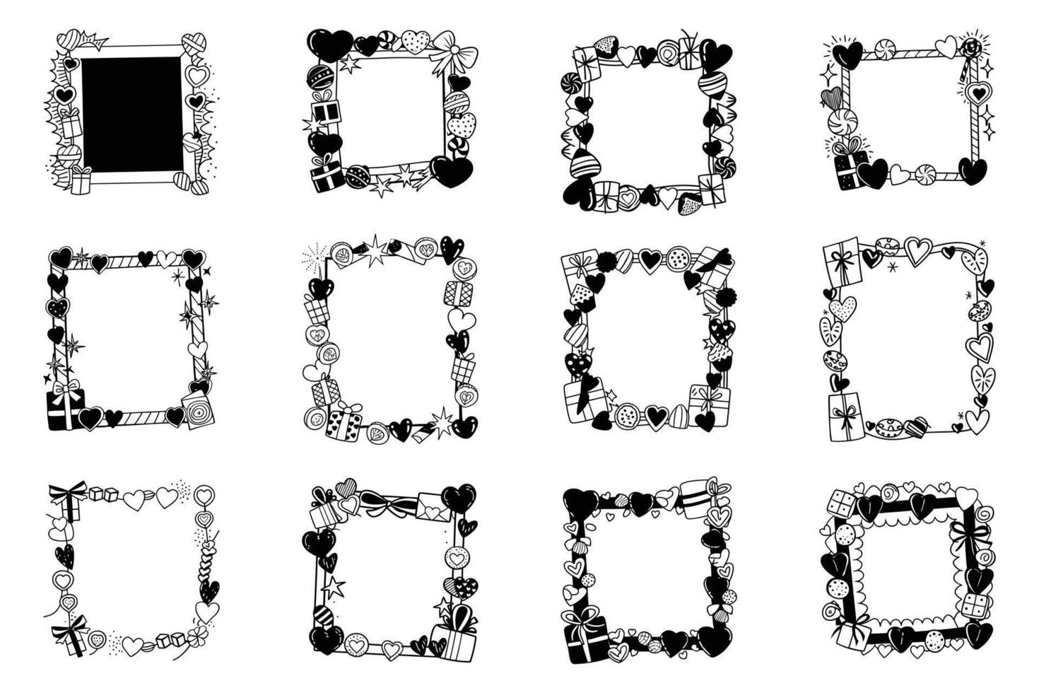 Romantic Valentines Day Hand drawn frame collection vector