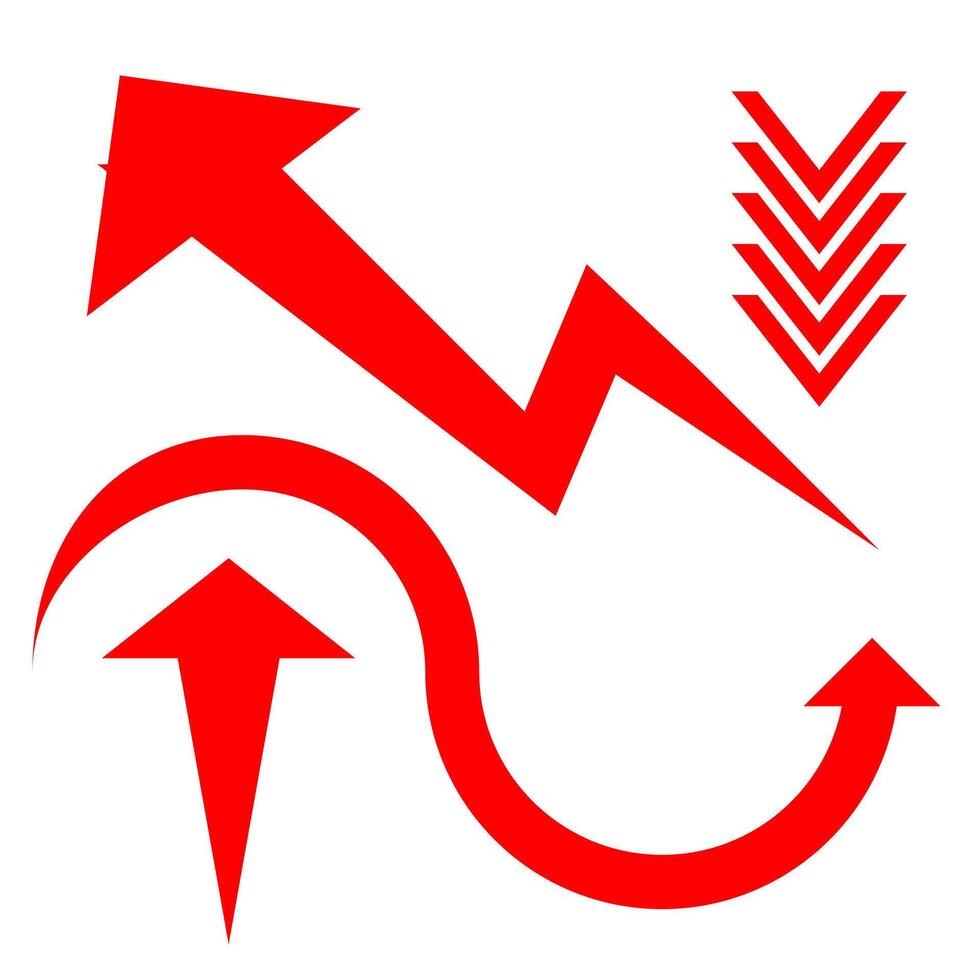 red arrow symbols of various shapes vector