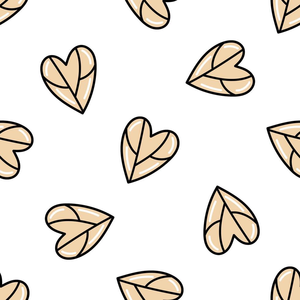 Seamless pattern with hand-drawn leaves shaped like hearts vector