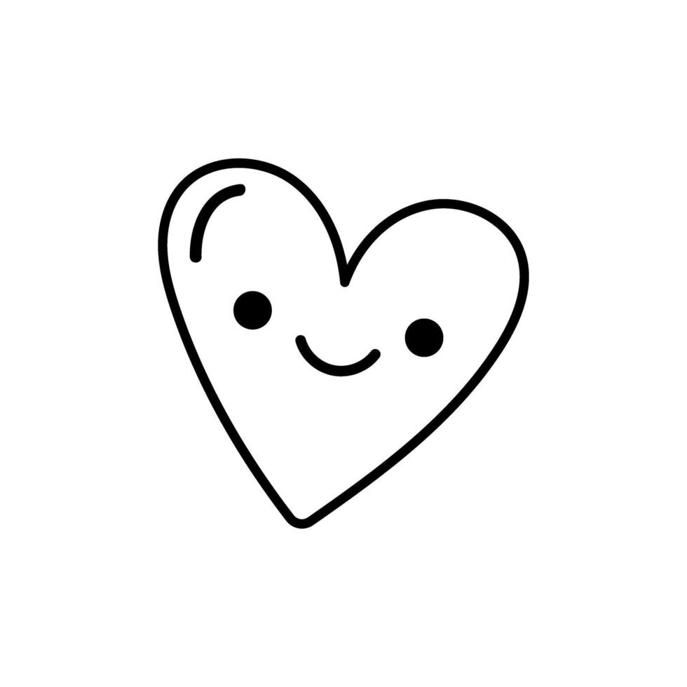 Heart outline with cute face for love and valentine design vector