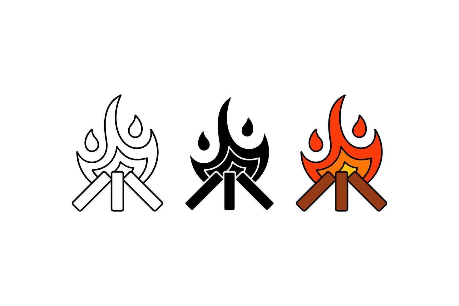 logo silhouette icon bonfire three styles vector