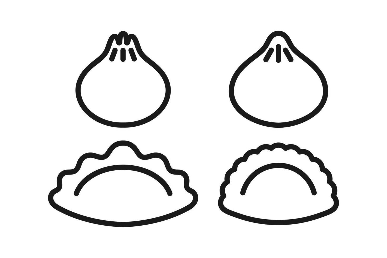 dumpling and good food icon line set vector