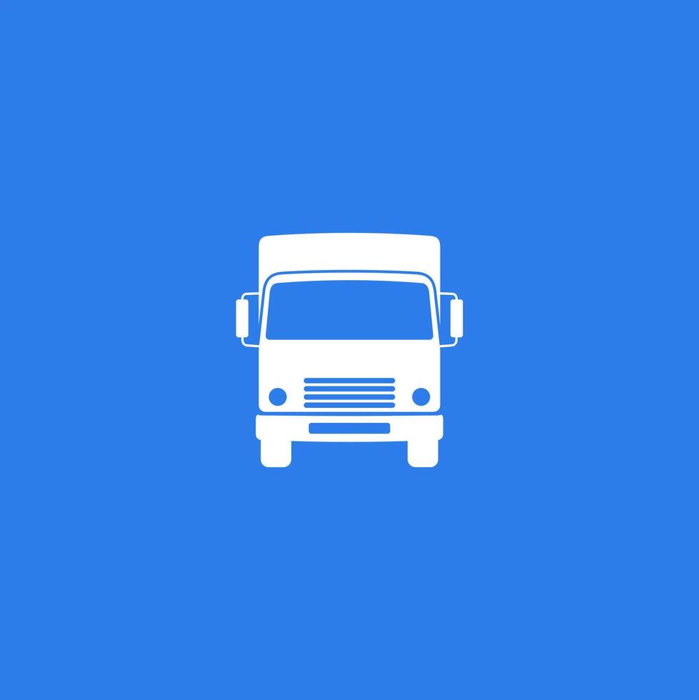 silhouette of box truck view from front vector