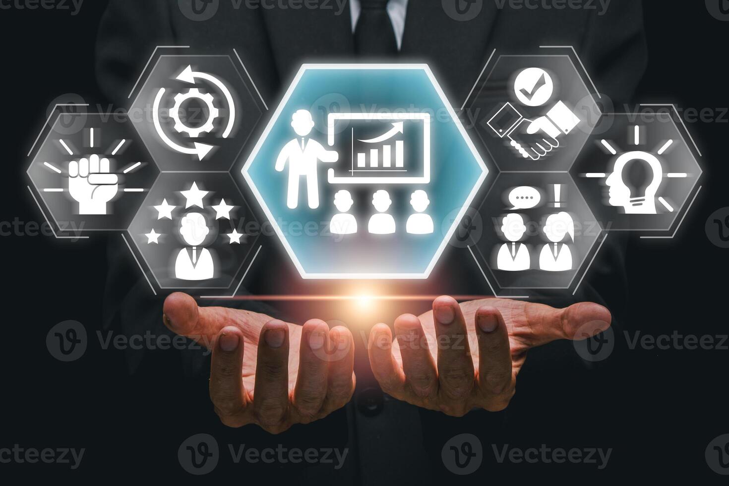 Innovative Coaching Concept with Business Icons and Professional Guidance for Success and Growth photo