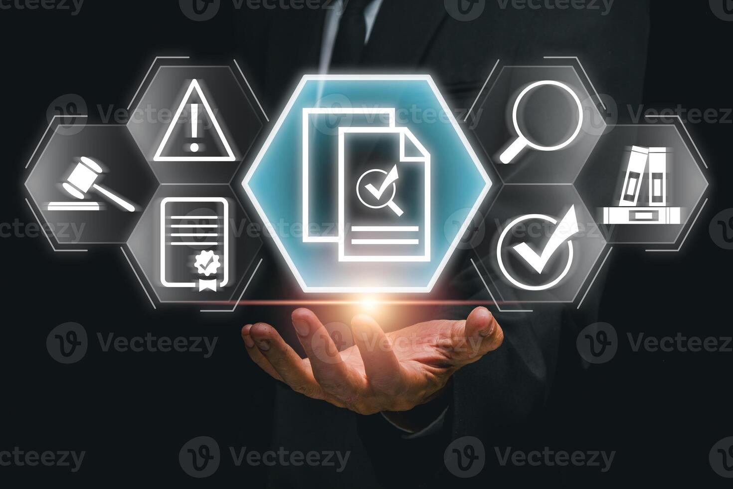 Digital Compliance Concept with Icons Representing Legal and Regulatory Standards in Business and Technology photo