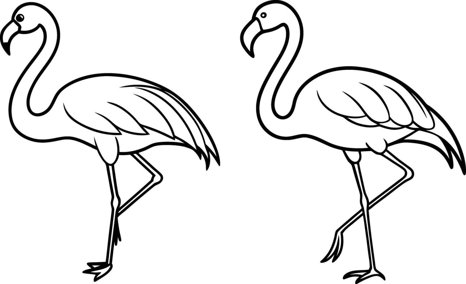 Line Art flamingo standing gracefully on one leg. vector