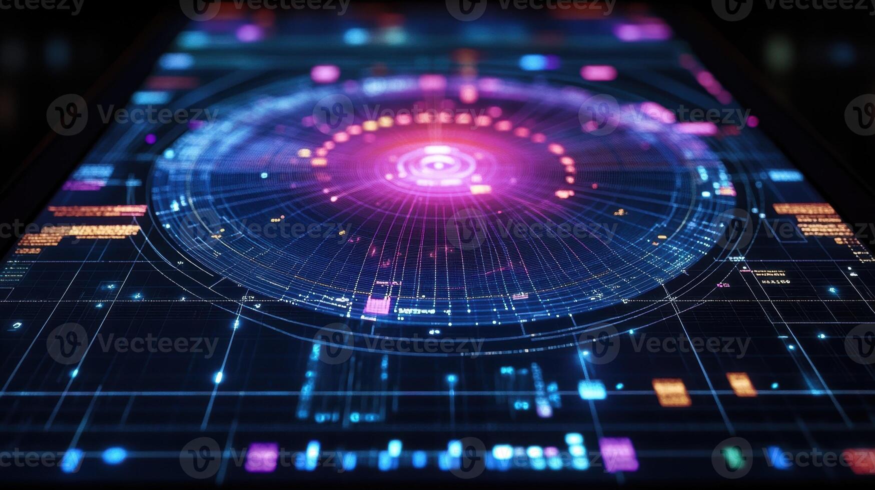 A micro view of a radar chart displayed on a digital screen showcasing multiple variables and their comparative analysis with unique grid lines enhancing interpretability of the photo