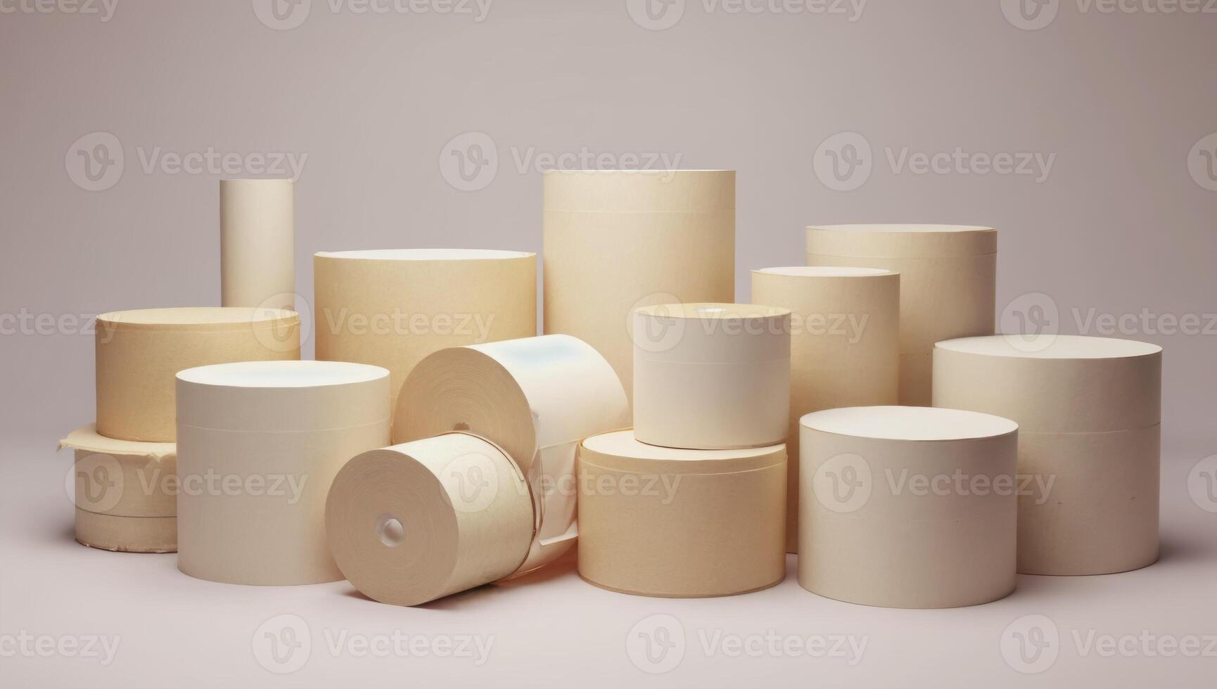 Paper rolls and cylinders creating an abstract composition photo
