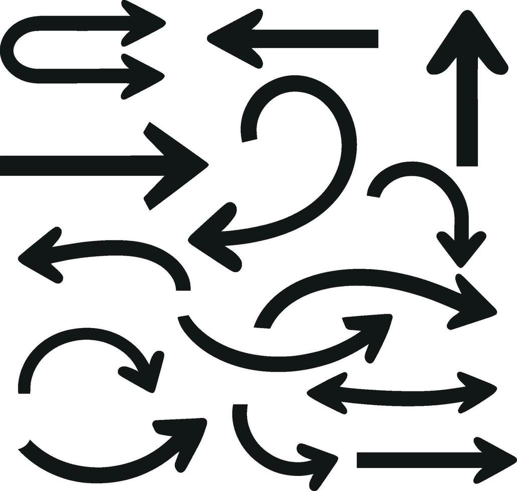 Set of crooked direction arrow signs. vector