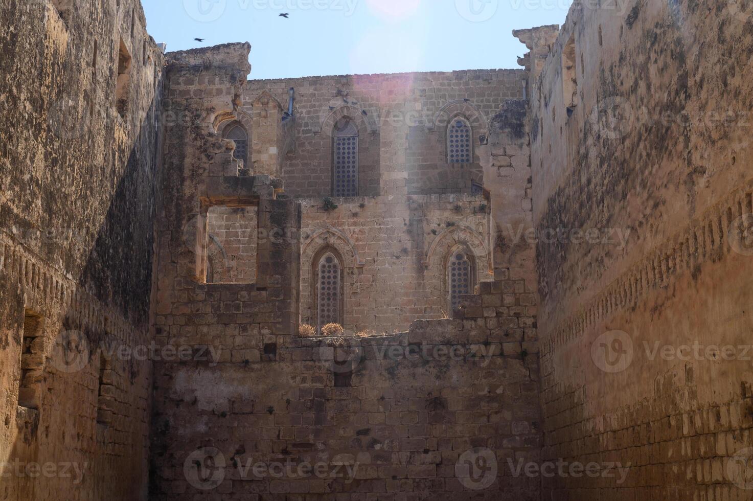 Exploring ancient ruins under the bright Mediterranean sun in an Egyptian archaeological sit photo