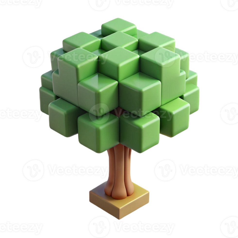Blocky Tree Illustration png