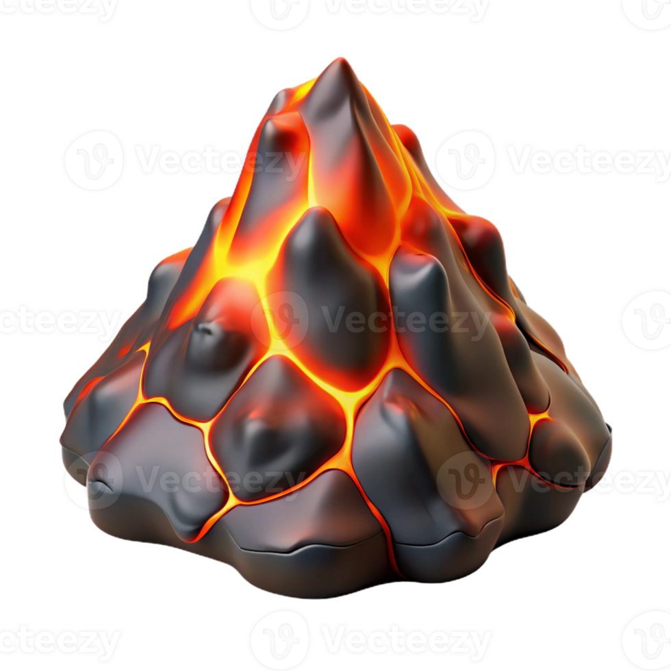 A lava rock with flames coming out of it png