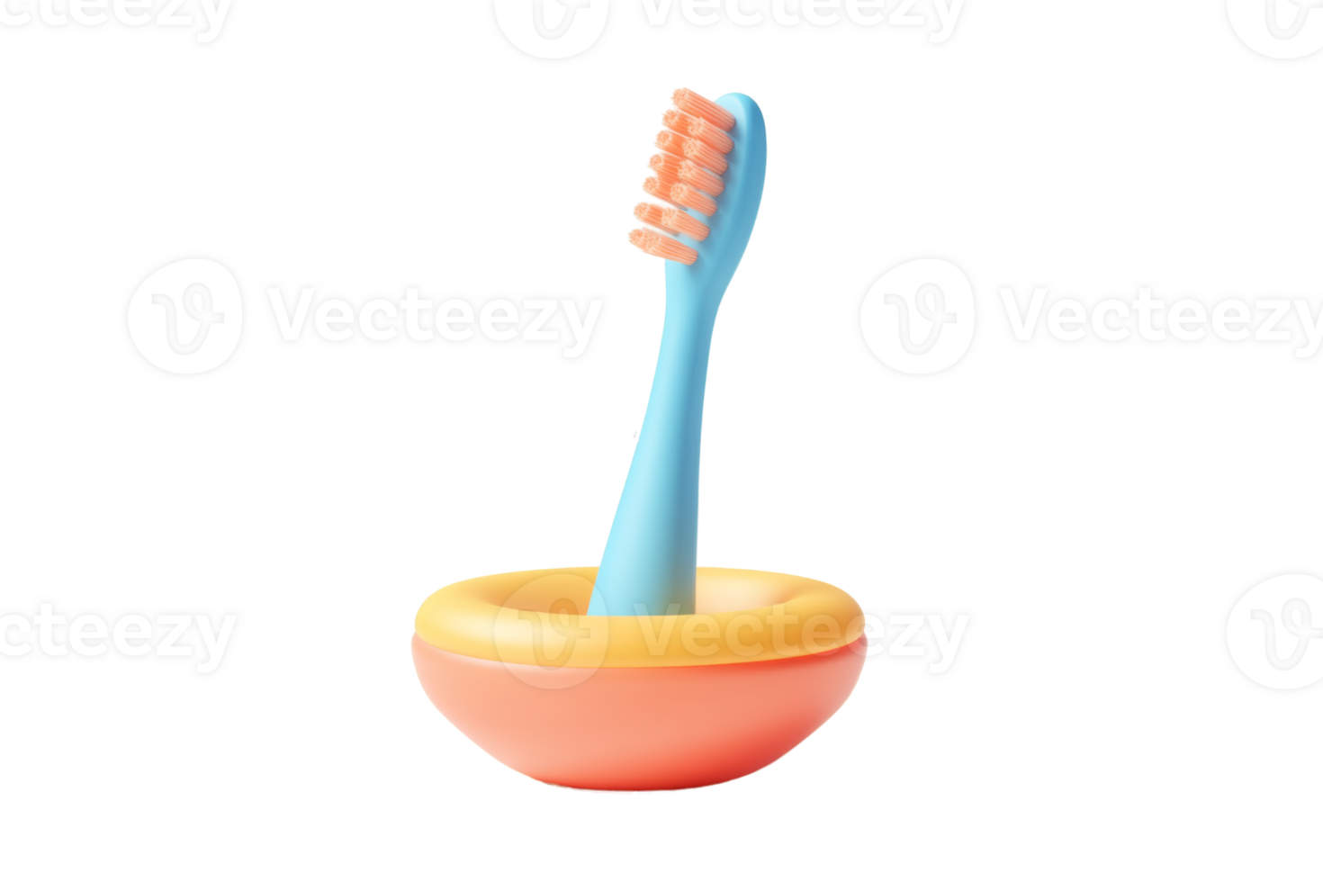 A toothbrush in a bowl with a blue and orange handle png