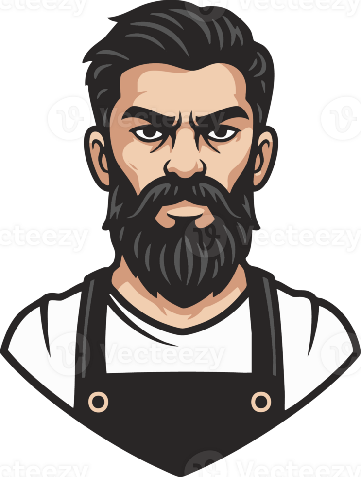 A bearded man with a beard and apron png