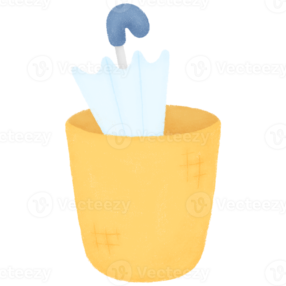 Blue umbrella in bucket png