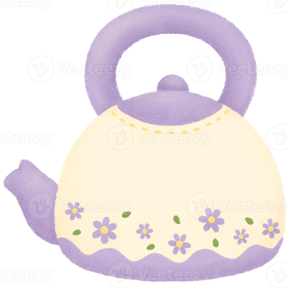 Purple flowers teapot png