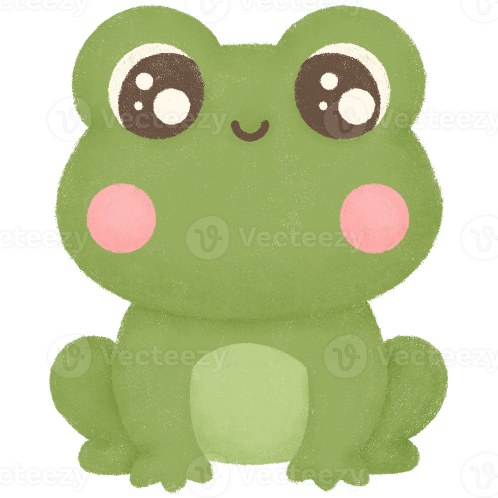 Big eyes cute green frog png