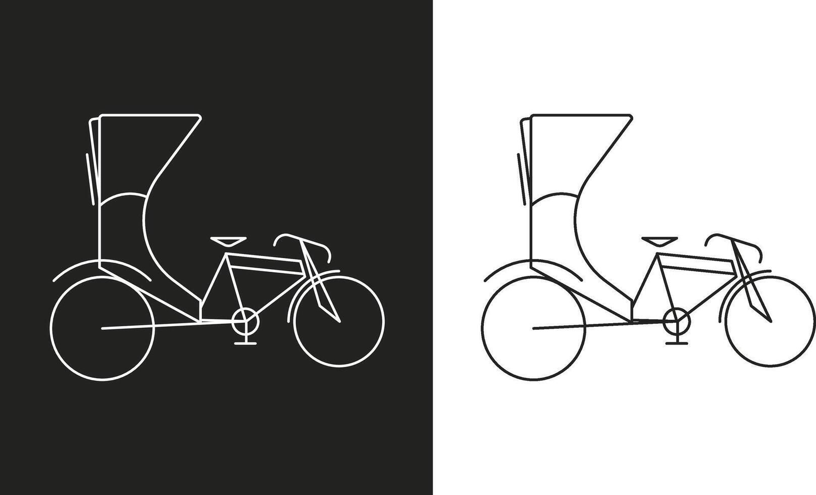 Line art of three wheeler in a black and white background vector