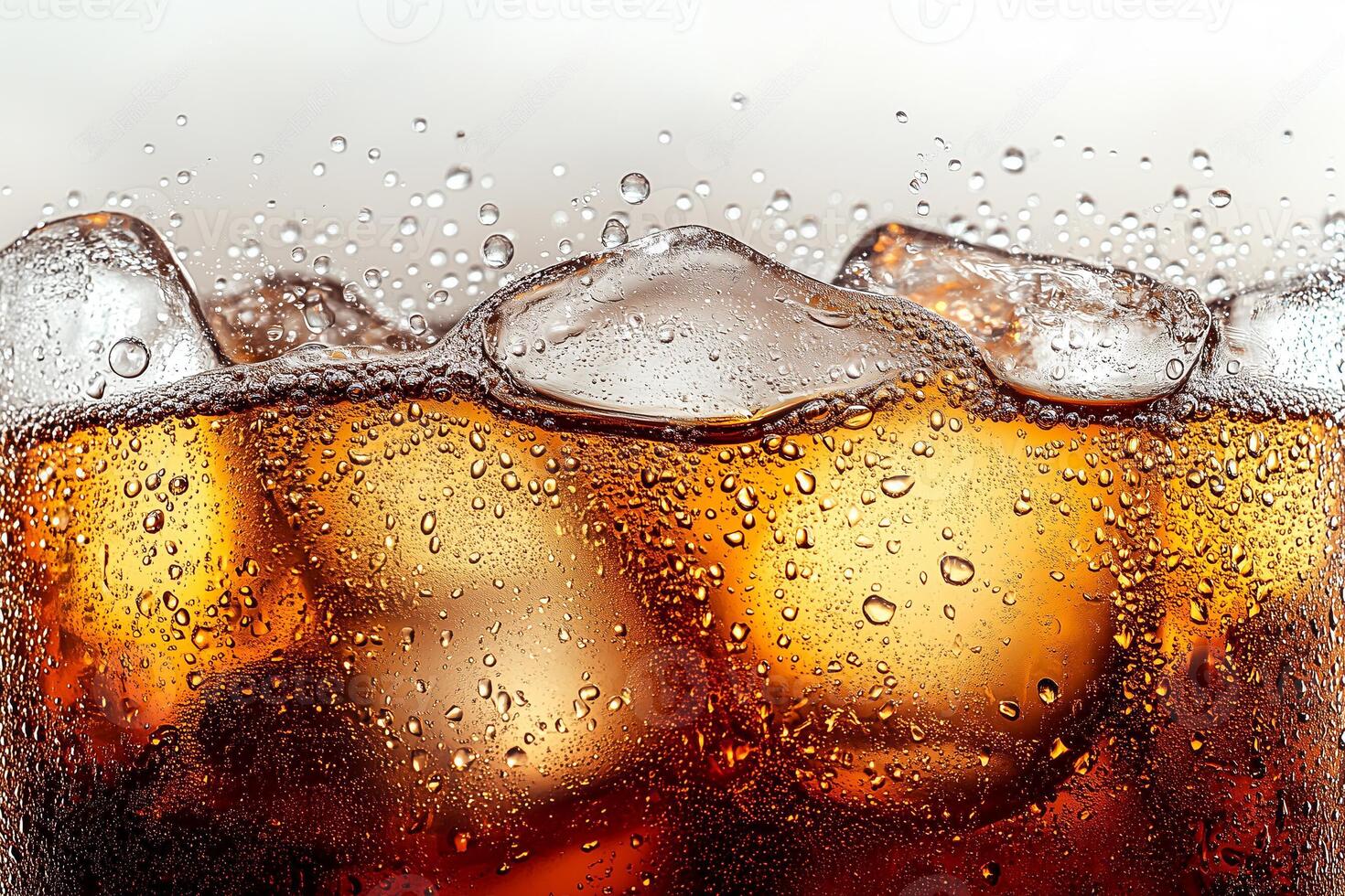 Refreshing beverage with ice and bubbles on a warm day in a cozy setting. photo