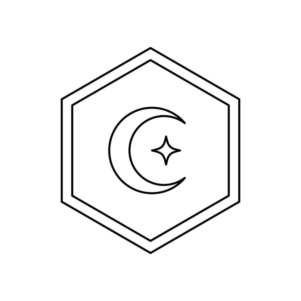 Minimal outline style Islamic crescent moon. Minimalistic illustrations vector
