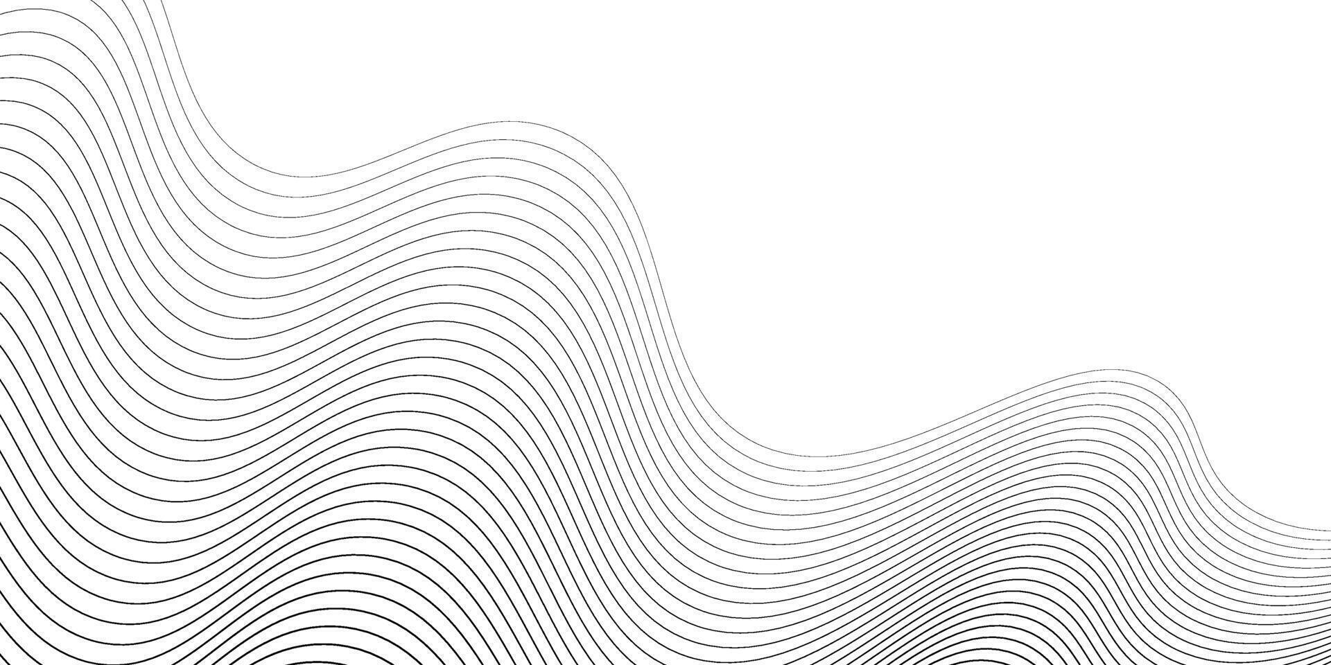 Abstract Black Wavy Lines On White Background vector