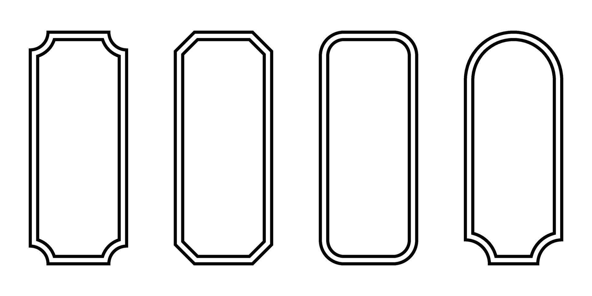 Collection Of Four Elegant Blank Labels With Various Shapes And Designs On White Background vector
