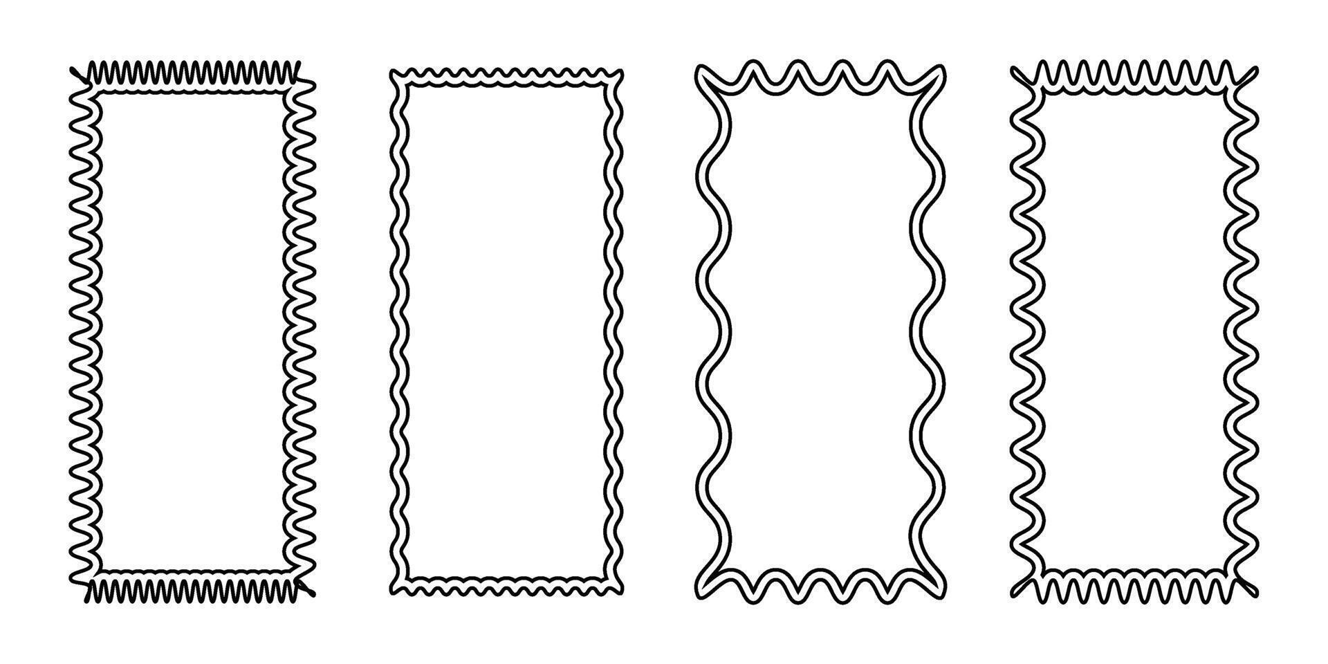 Four Distinct Decorative Rectangles With Different Edge Designs on a White Background vector
