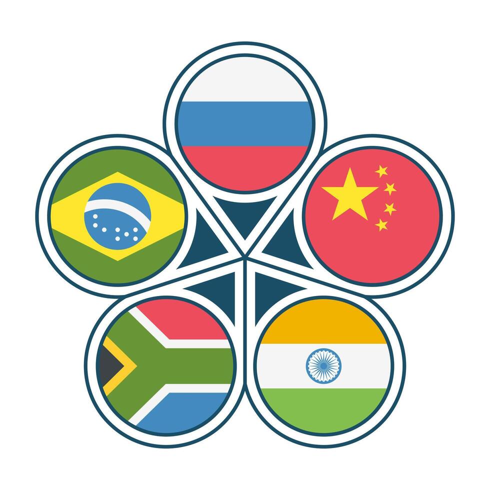 Illustration of the BRICS Flags of the countries formed, symbolizing their growing economic and political influence on the global stage vector