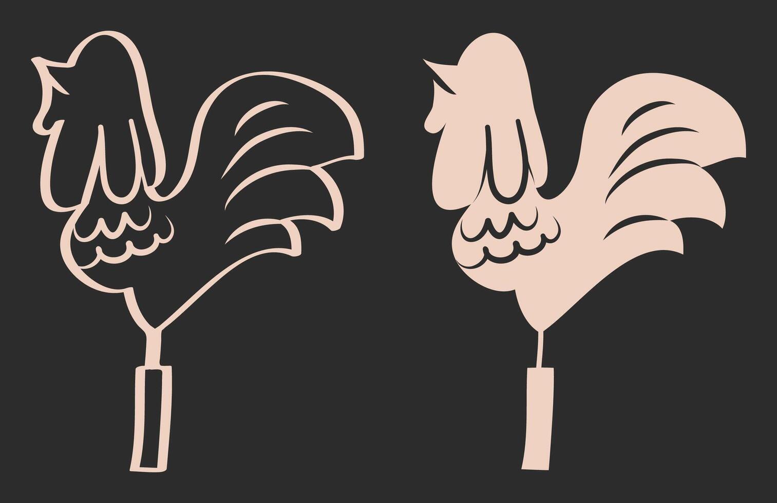 Outline illustration of a rooster or hen, the top of the house in the form of a bird, Christmas rooster, rooster lollipop, bird line illustration vector