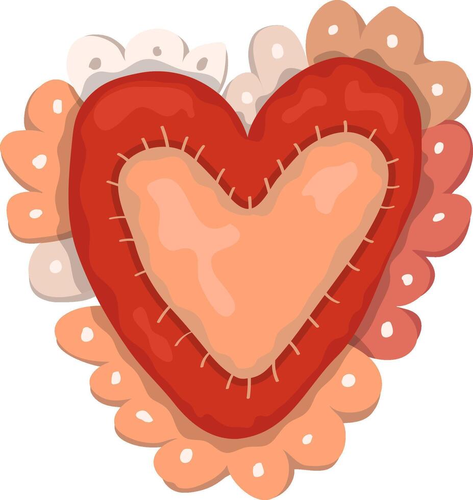 Valentine's day greeting card with heart. Boho heart illustration. vector