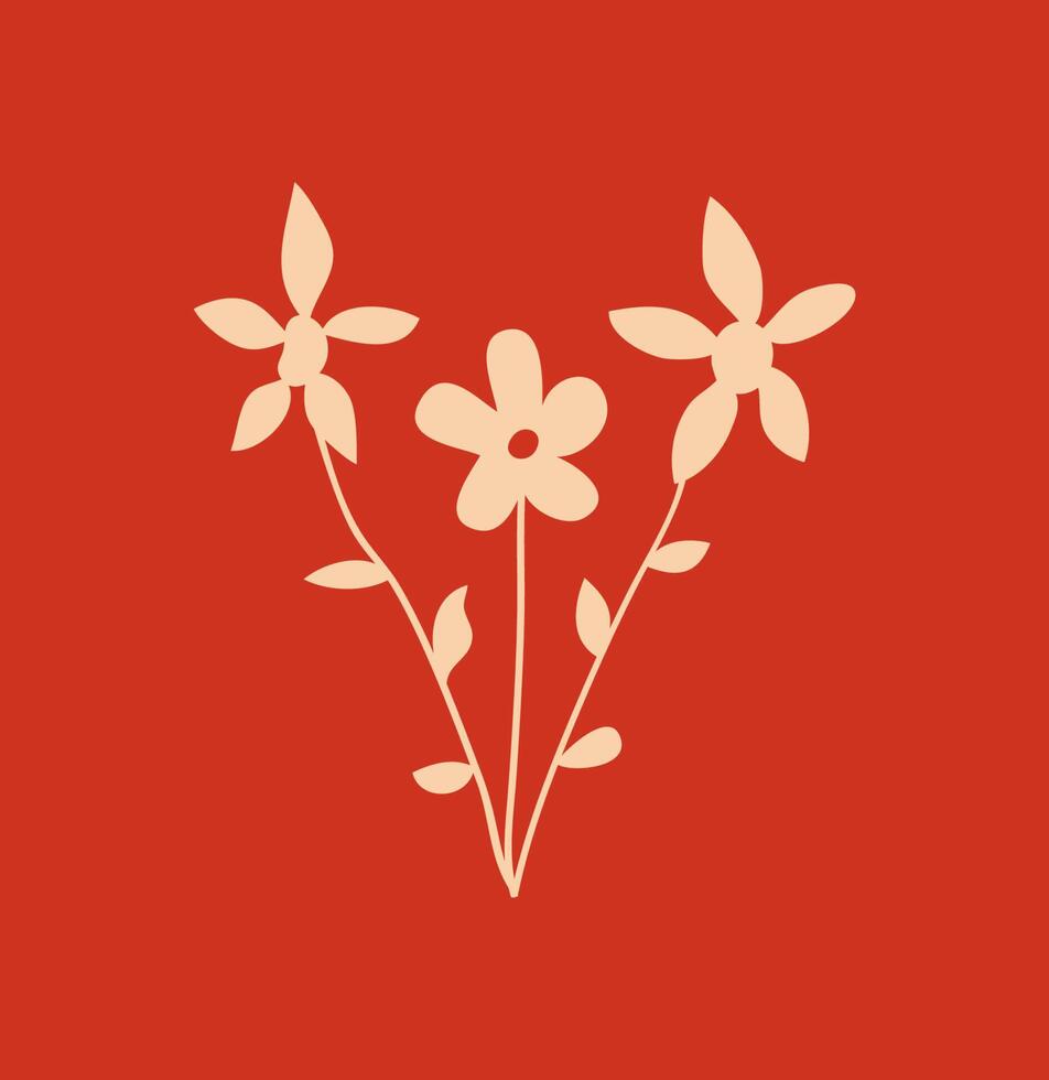 cute flower design over red background illustration. flat design vector