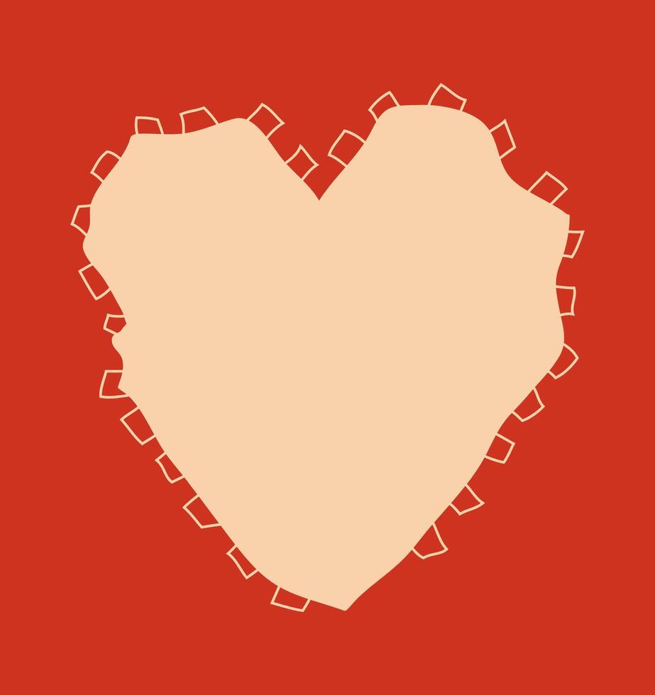 Heart frame on red background. Valentines day card. heart illustration vector