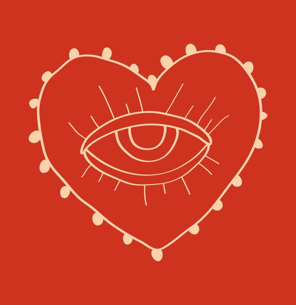Eye in the heart. Valentine's day card. Heart illustration. vector