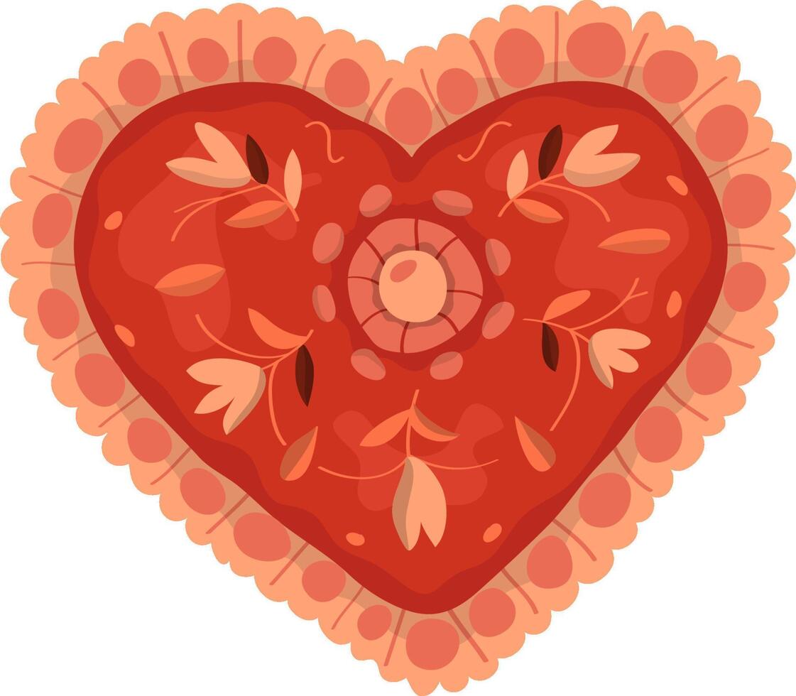 Red heart llustration in cartoon style heart shaped valentine. vector