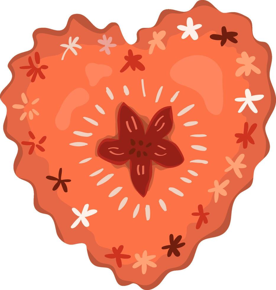 Vintage heart on a white background. Heart cute illustration in cartoon style. vector