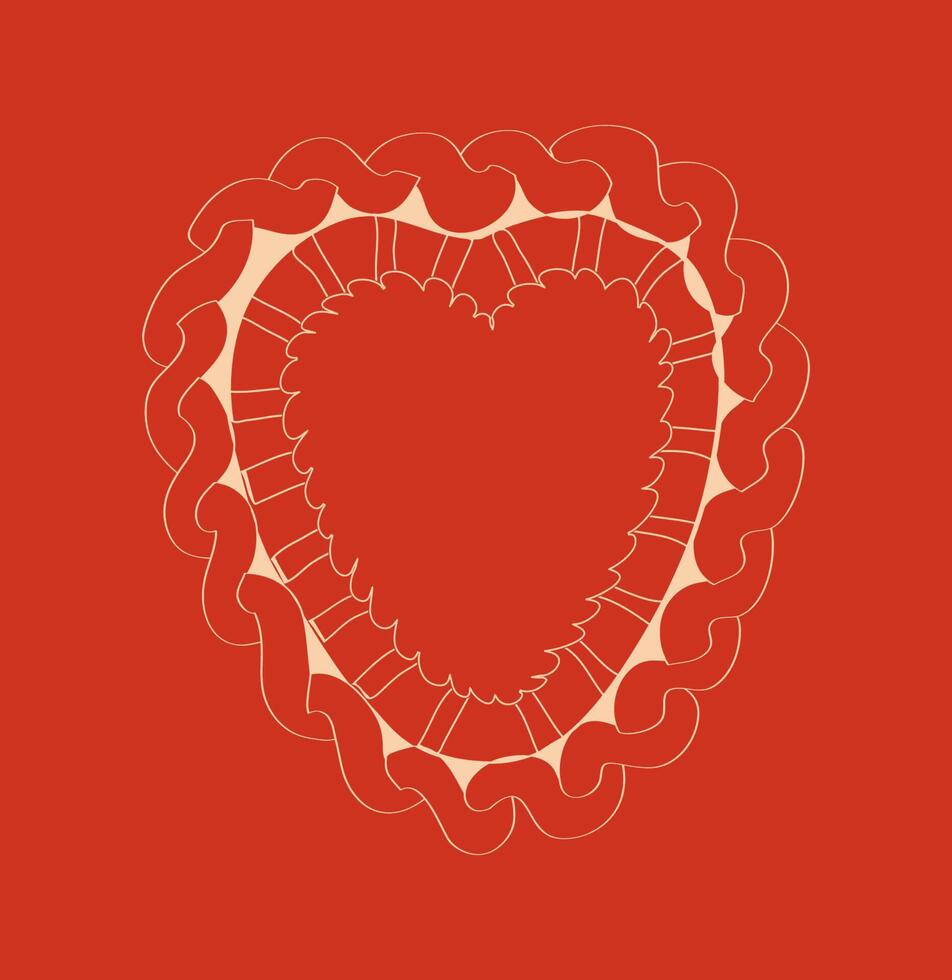 Heart shaped frame on red background. Valentines day. Heart illustration vector