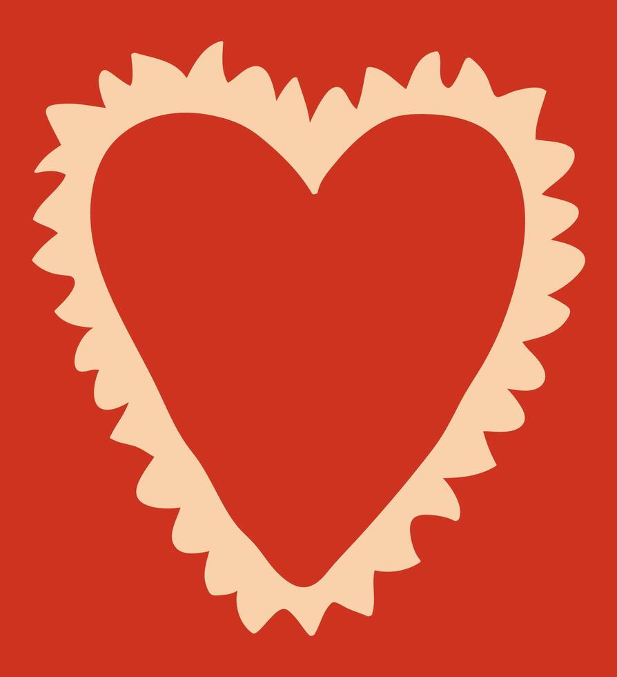 Heart on a red background. Valentine's Day. line heart illustration. Heart shaped frame. vector