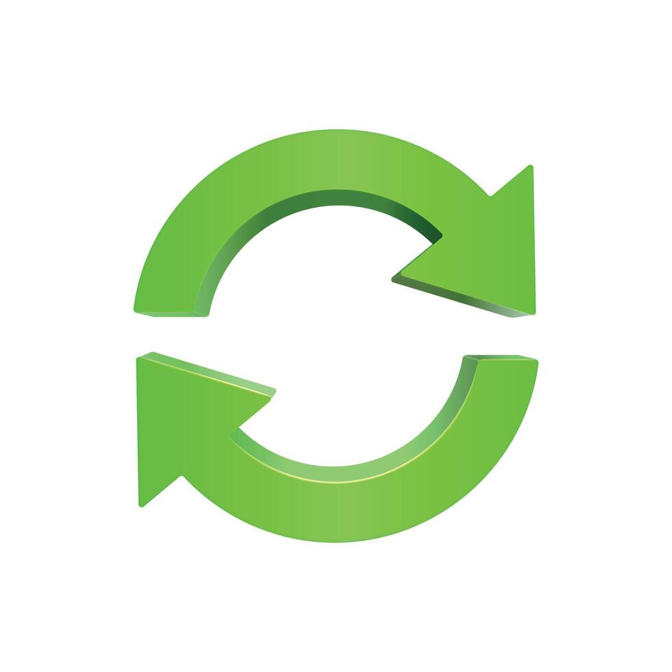 Green 3D Refresh Icon with Arrows vector