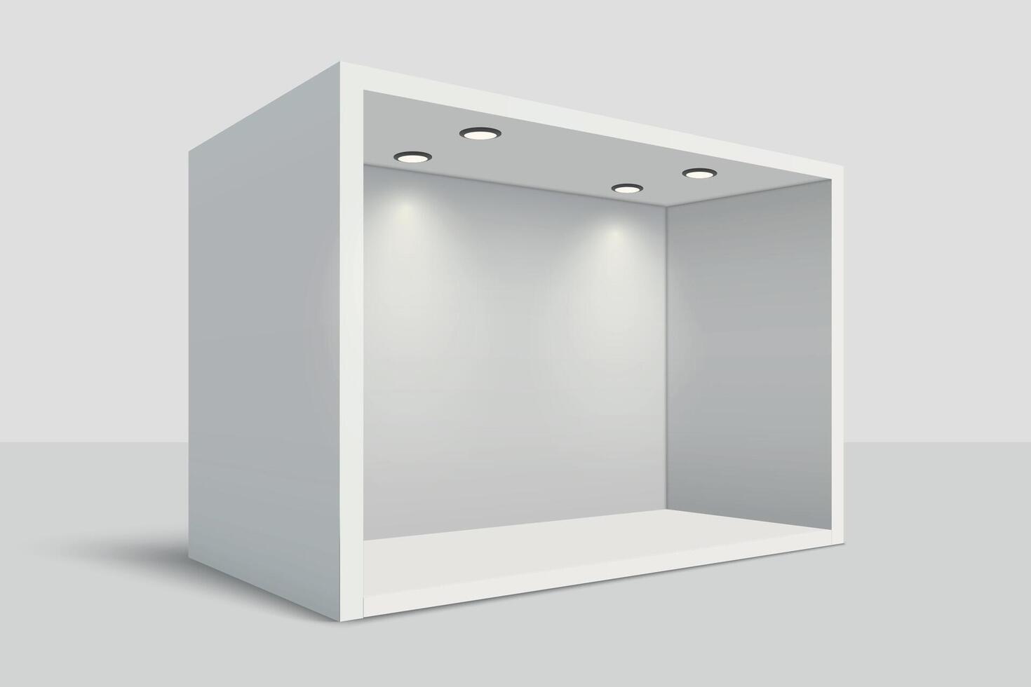 Minimalistic Display Box with Ceiling Spotlights vector