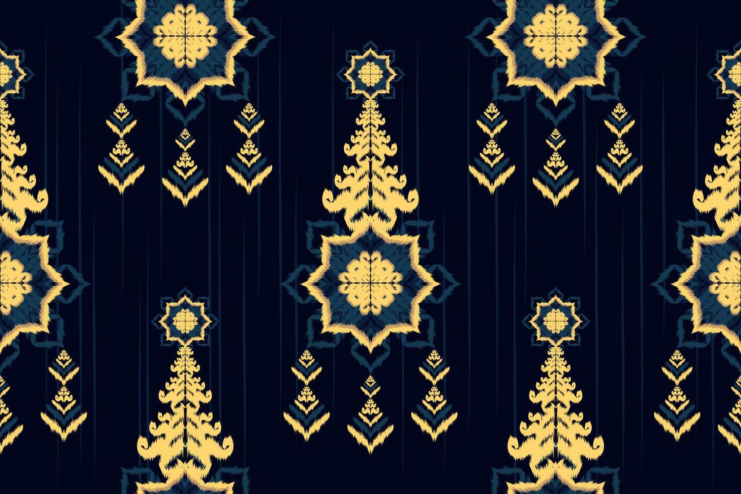 Handmade bohemian chic ikat fabric patterns reveal Asian traditions and art. vector
