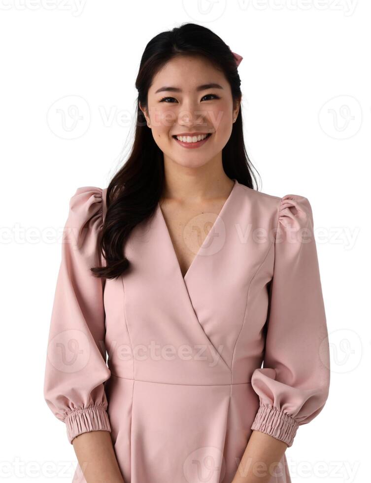A young asian woman in a pink dress photo