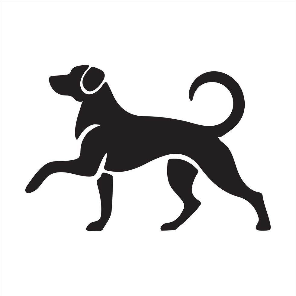 A black dog is standing on its hind legs vector
