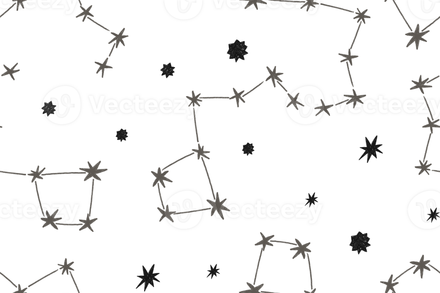 Zodiac sign seamless pattern with space stars. Simple pattern. Hand drawn cartoon space background for kids, children. png