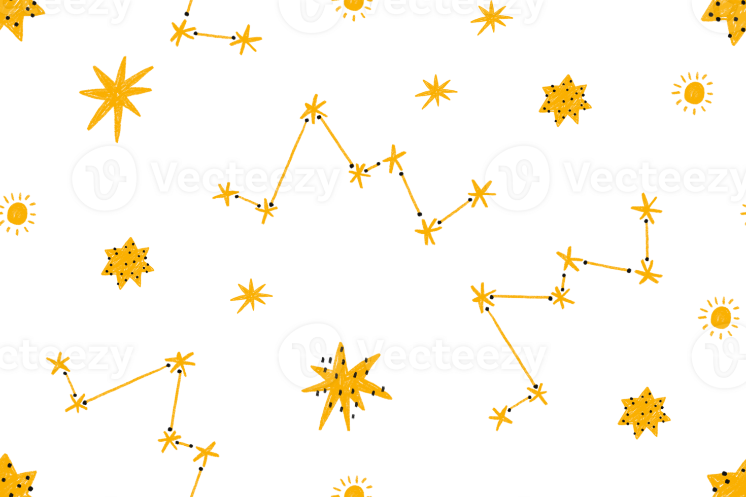 Minimalistic pattern with zadiac. Stars hand drawn endless background for kids. Children design, textile, wrapping paper png
