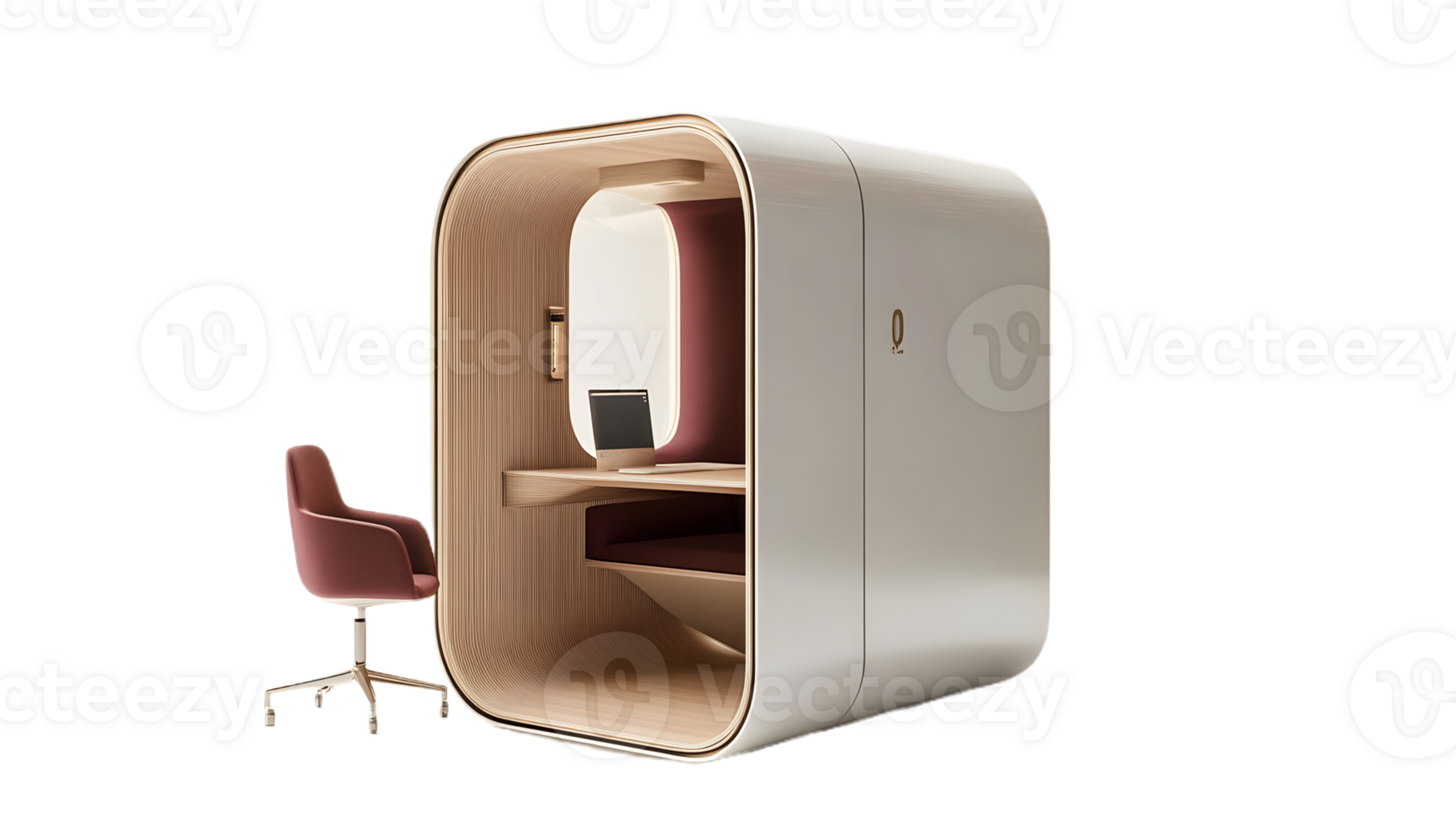 All-in-One Desk with Chair and Complete Computer Setup png