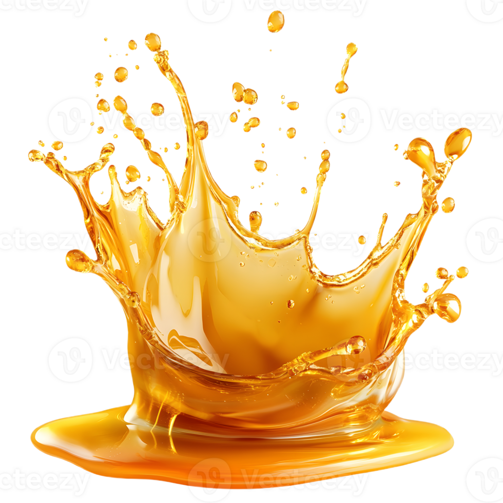 Dynamic Honey Splash Floating on a Transparent Surface png