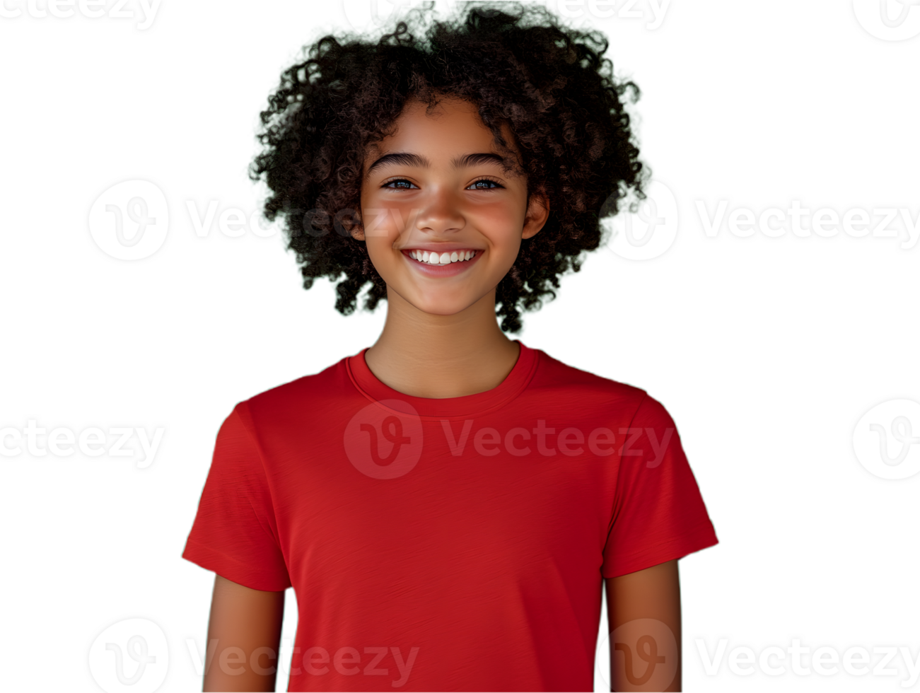 Trendy Young Girl Posing in a Red T-Shirt png