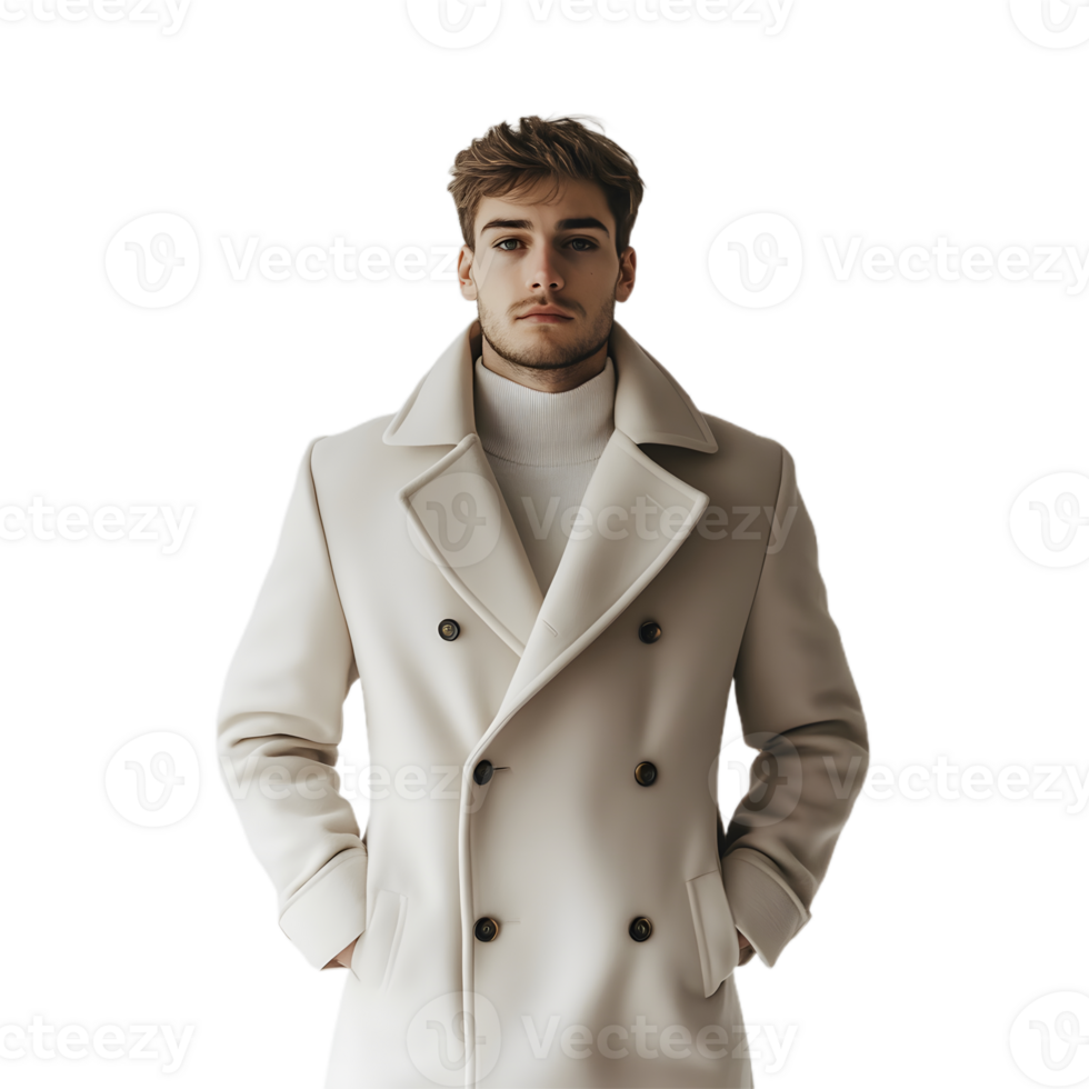 Stylish Man in a Coat Posing Confidently png