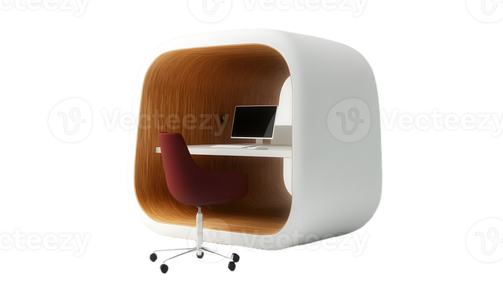 Stylish Computer Desk with Matching Chair and Monitor png